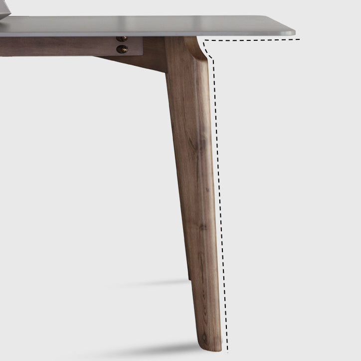 Sintered Stone Top Dining Table Modern Rectangle Table with 4 Ash Wood Legs