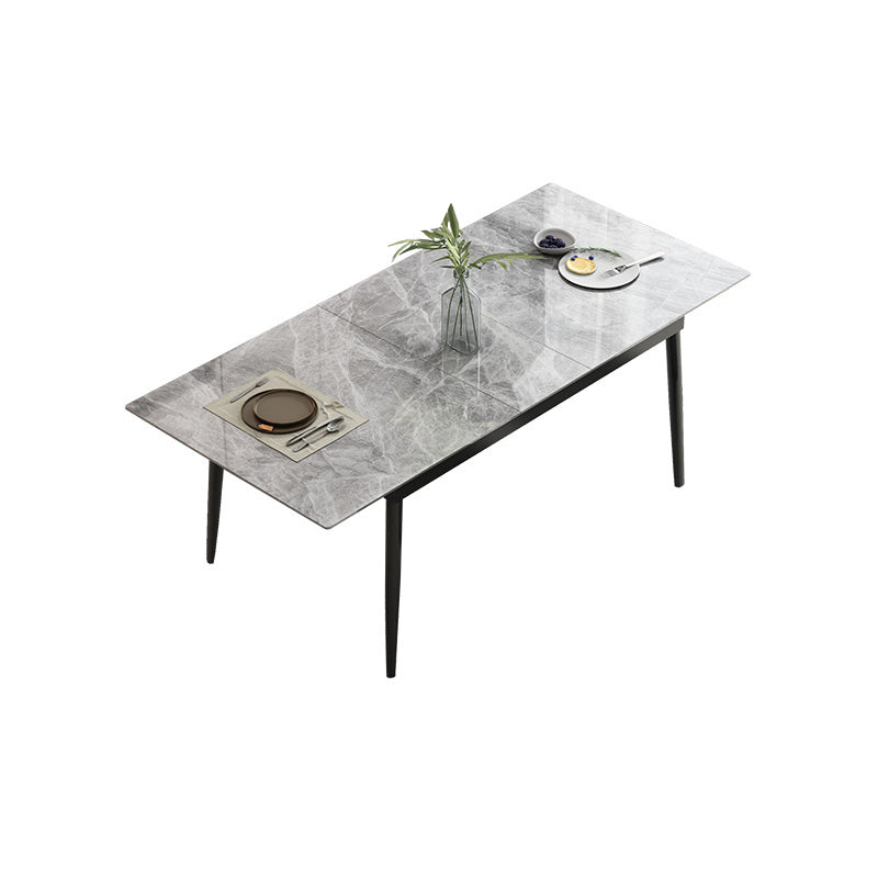 Industrial Rectangle Dining Site Table Stone Top Extendable Trestle Dining Table