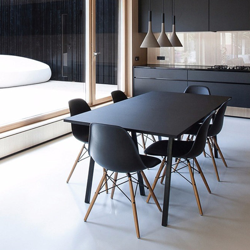Industrial Dinning Table with Black Pine Rectangle Dining Table for Kitchen