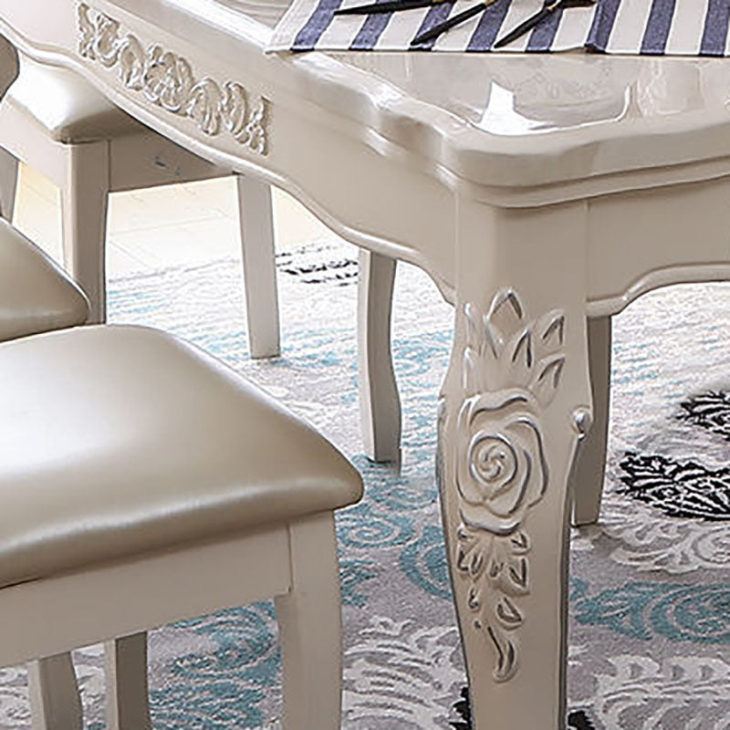 Stone Top Dining Table Rectangle Dining Table with 4 Wood Legs