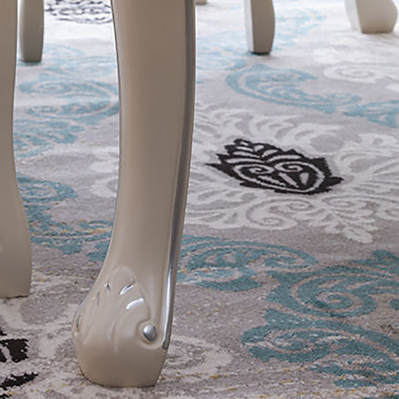 Stone Top Dining Table Rectangle Dining Table with 4 Wood Legs