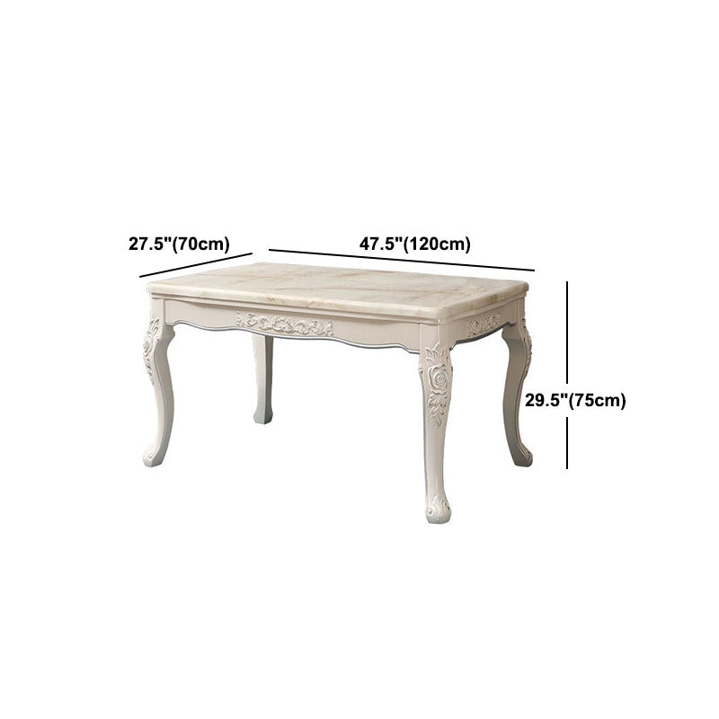 Stone Top Dining Table Rectangle Dining Table with 4 Wood Legs