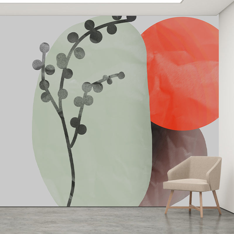 Eco-friendly Wall Mural Wallpaper Hand Painted Plants Sitting Room Wall Mural