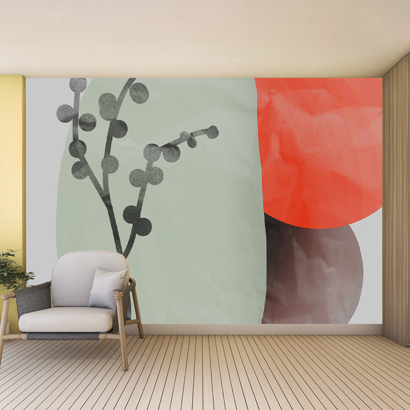 Eco-friendly Wall Mural Wallpaper Hand Painted Plants Sitting Room Wall Mural