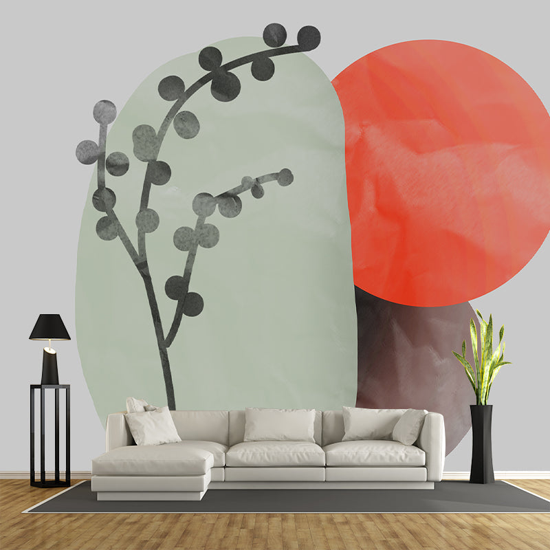 Eco-friendly Wall Mural Wallpaper Hand Painted Plants Sitting Room Wall Mural