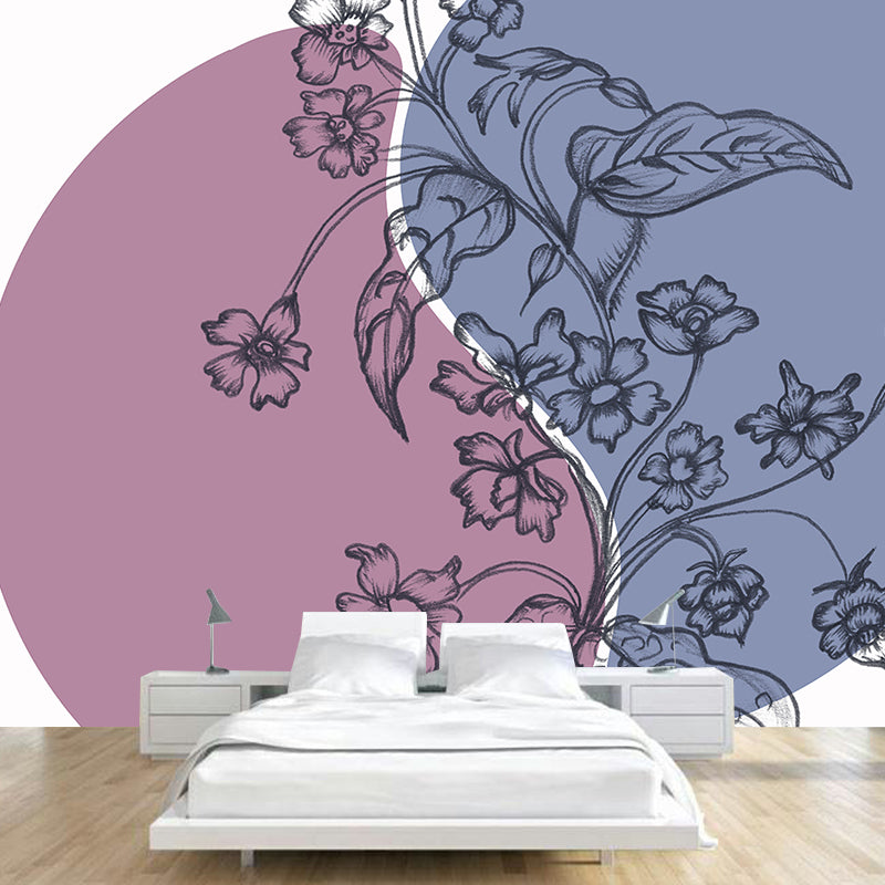 Illustration Stain Resistant Mural Wallpaper Plants Sleeping Room Wall Mural