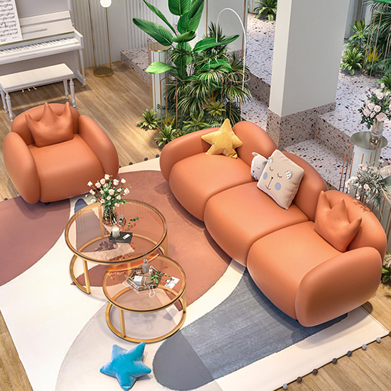 33.46" W x 27.55" H Faux Leather Square Arm Sofa Contemporary Standard Sofa