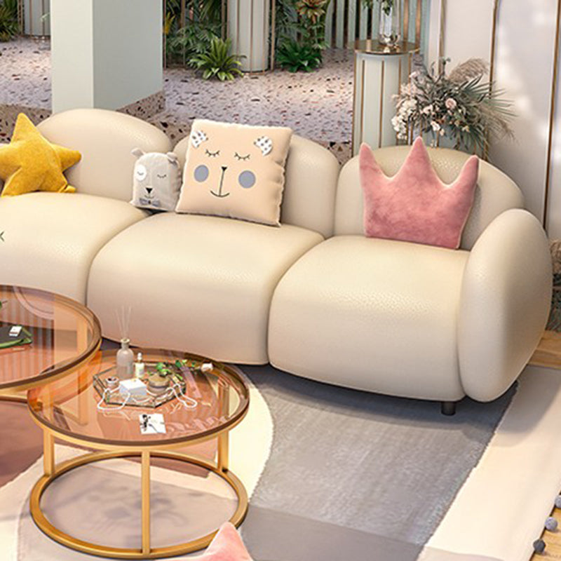 33.46" W x 27.55" H Faux Leather Square Arm Sofa Contemporary Standard Sofa