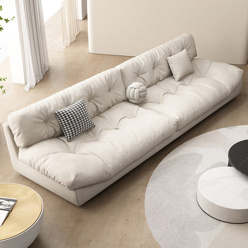 Tufted Split-Back Contemporary Standard Settee Couch in Beige