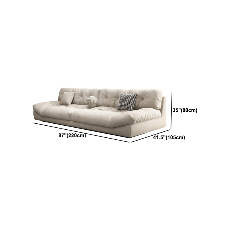 Tufted Split-Back Contemporary Standard Settee Couch in Beige
