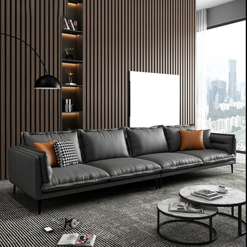 Standard Contemporary Square Arm Stain Resistant Settee Couch with Pillows