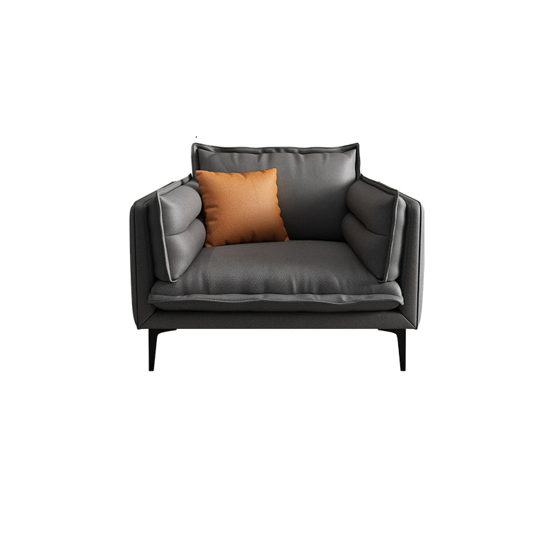 Standard Contemporary Square Arm Stain Resistant Settee Couch with Pillows