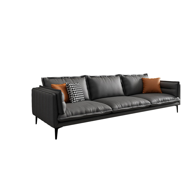 Standard Contemporary Square Arm Stain Resistant Settee Couch with Pillows