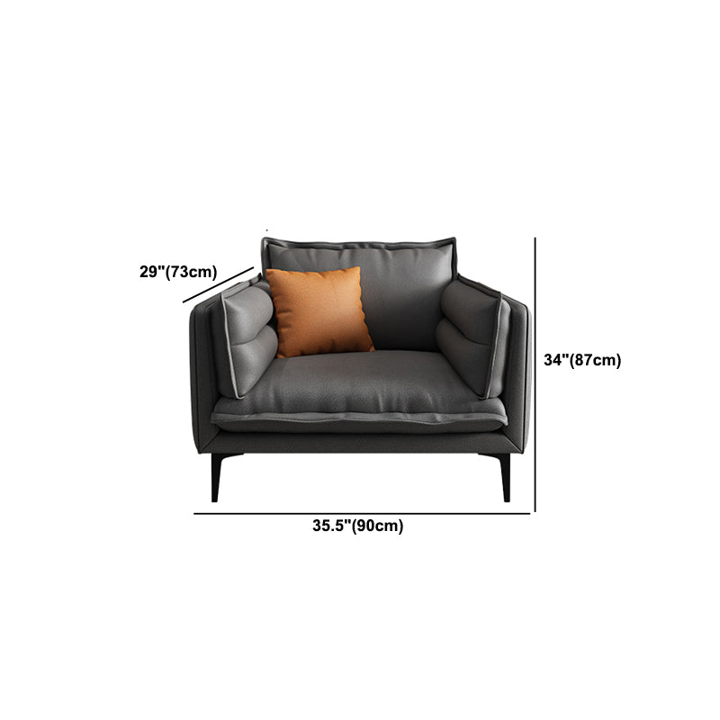 Standard Contemporary Square Arm Stain Resistant Settee Couch with Pillows