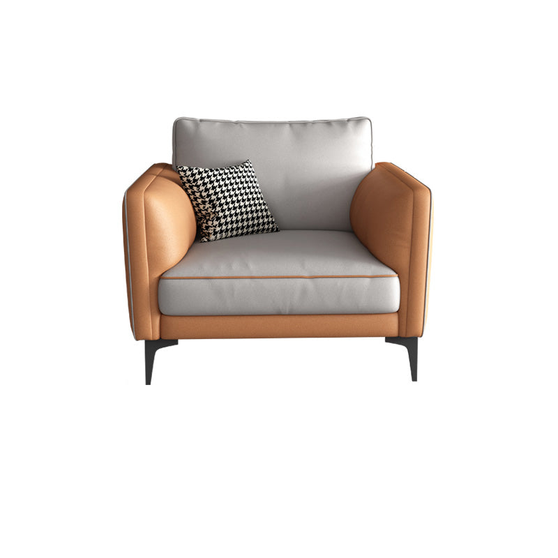 Standard Faux Leather Contemporary Back Settee Couch with Pillows