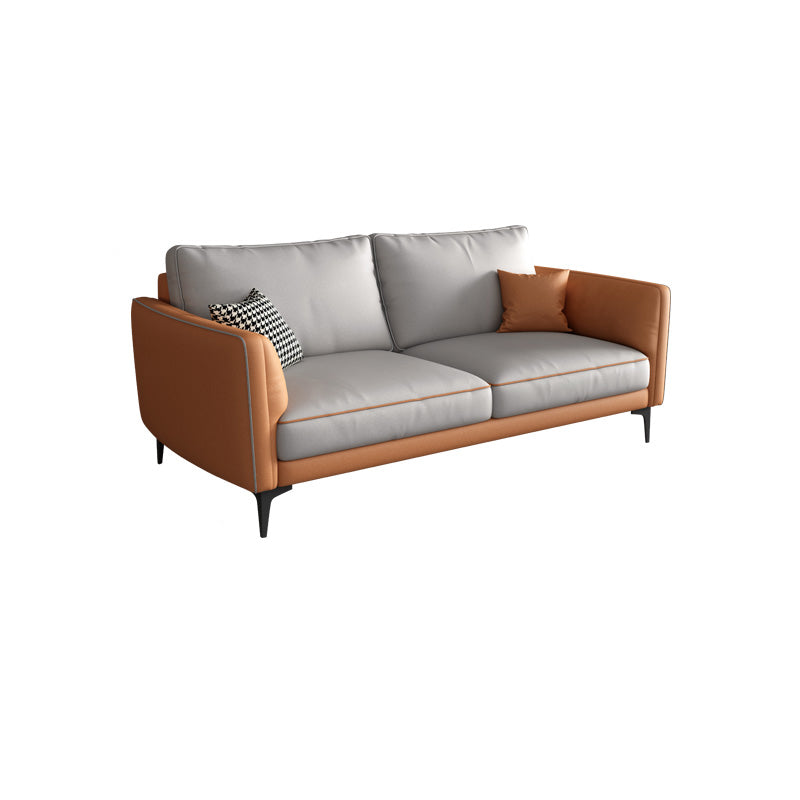 Standard Faux Leather Contemporary Back Settee Couch with Pillows