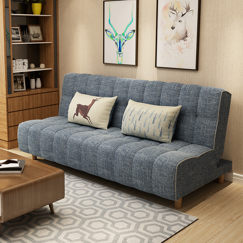Cotton Blend and Faux Leather Contemporary Armless Couch Bed
