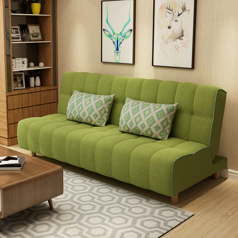 Cotton Blend and Faux Leather Contemporary Armless Couch Bed