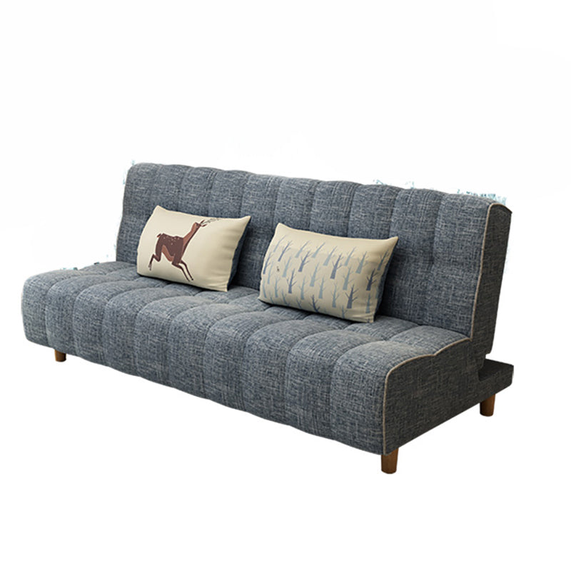 Cotton Blend and Faux Leather Contemporary Armless Couch Bed