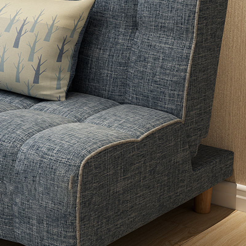 Cotton Blend and Faux Leather Contemporary Armless Couch Bed