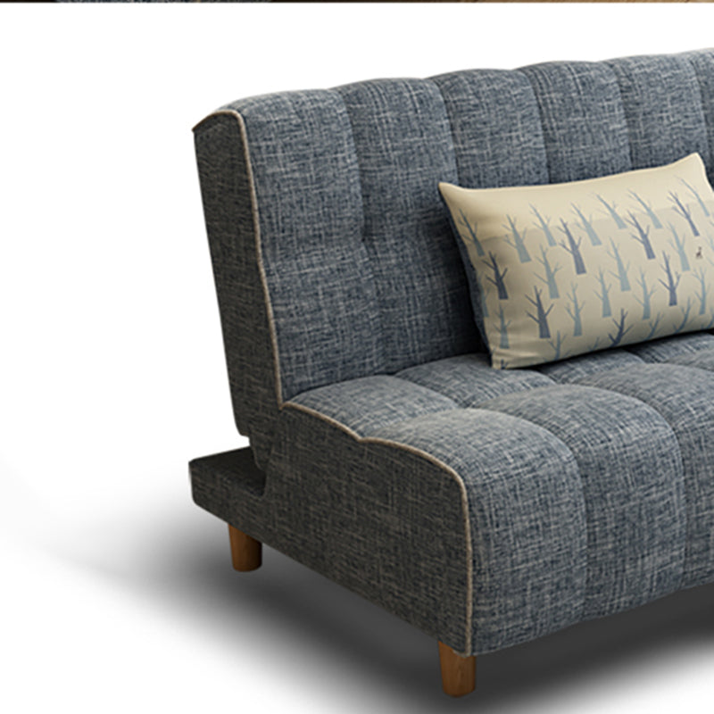 Cotton Blend and Faux Leather Contemporary Armless Couch Bed