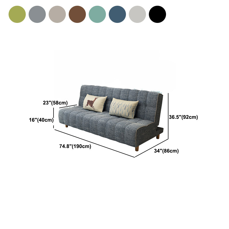 Cotton Blend and Faux Leather Contemporary Armless Couch Bed