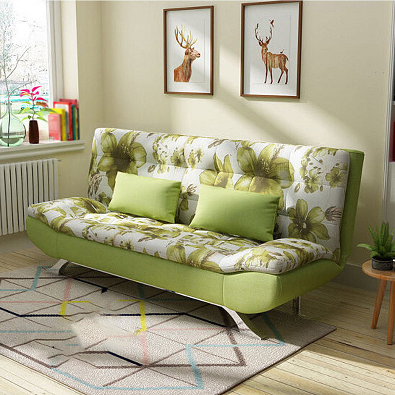 Convertible Contemporary Biscuit Back Armless Cotton Blend Sofa Bed