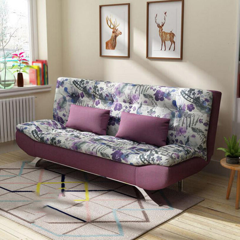 Convertible Contemporary Biscuit Back Armless Cotton Blend Sofa Bed