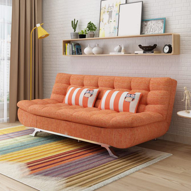 Convertible Contemporary Biscuit Back Armless Cotton Blend Sofa Bed