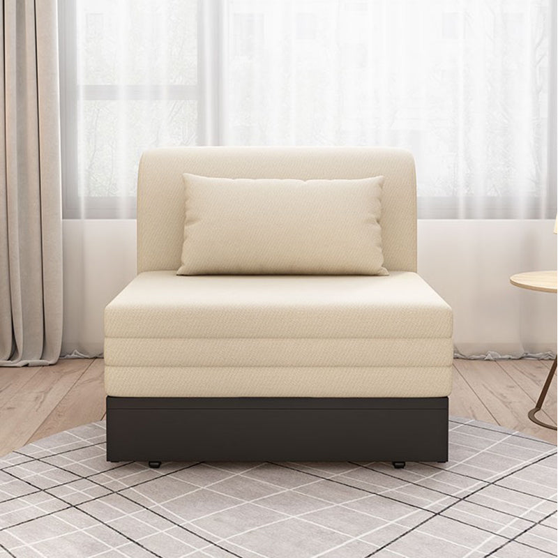 Creamy-white Contemporary Linen Armless Sofa Bed Standard Sofa for Living Room