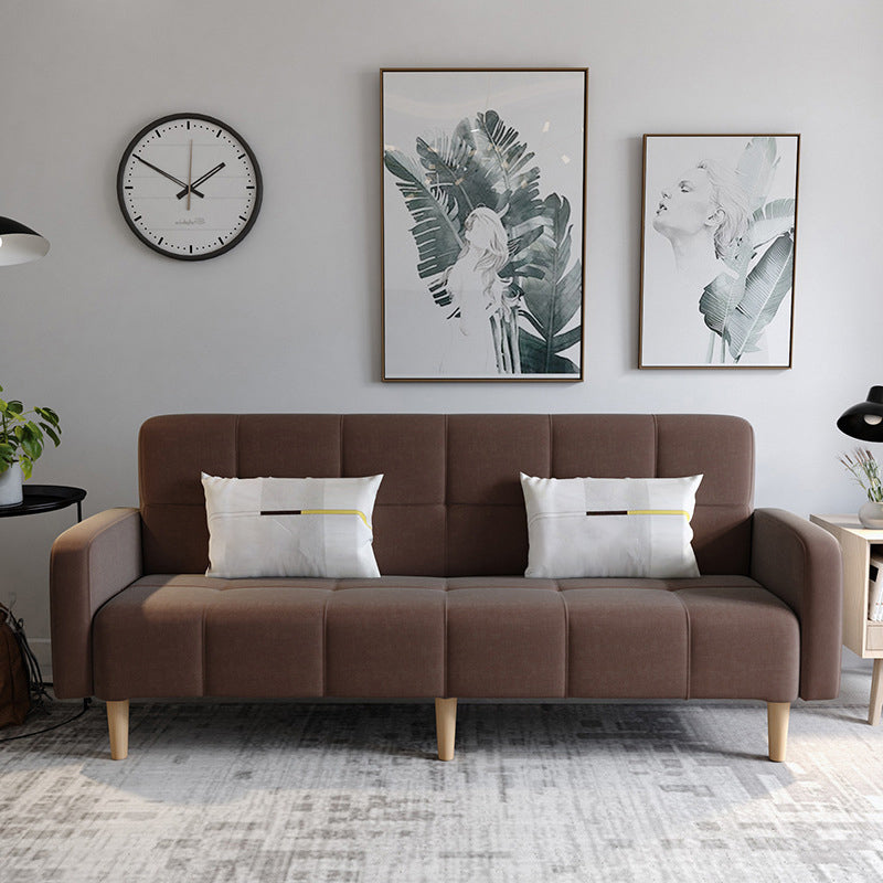Linen Contemporary Square Arm Sofa Convertible Sofa with Biscuit Back for Living Room