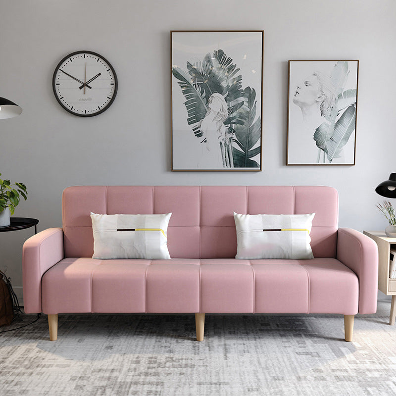 Linen Contemporary Square Arm Sofa Convertible Sofa with Biscuit Back for Living Room