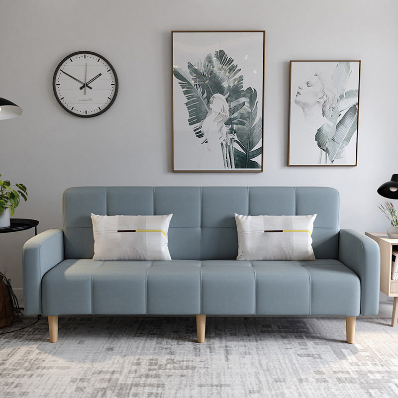 Linen Contemporary Square Arm Sofa Convertible Sofa with Biscuit Back for Living Room