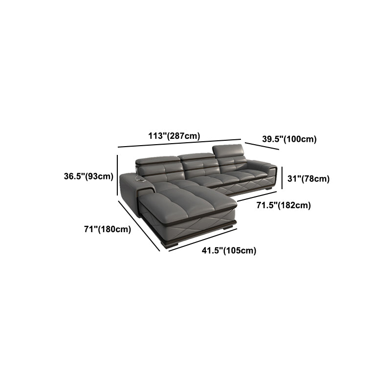Modern Sofa Bed Leather Upholstered Grey Latex/sponge Upholstered Solid Wood Frame Sofa
