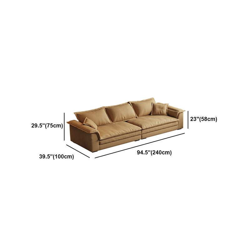 Nordic Pillow Top Arm Sofa & Chaise Faux Leather Sofa with Pillows
