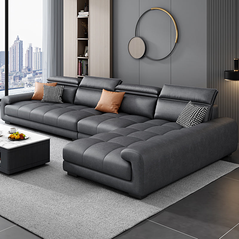 Modern 39.3"H Faux Leather Pillow Top Arm Sofa & Chaise for Living Room