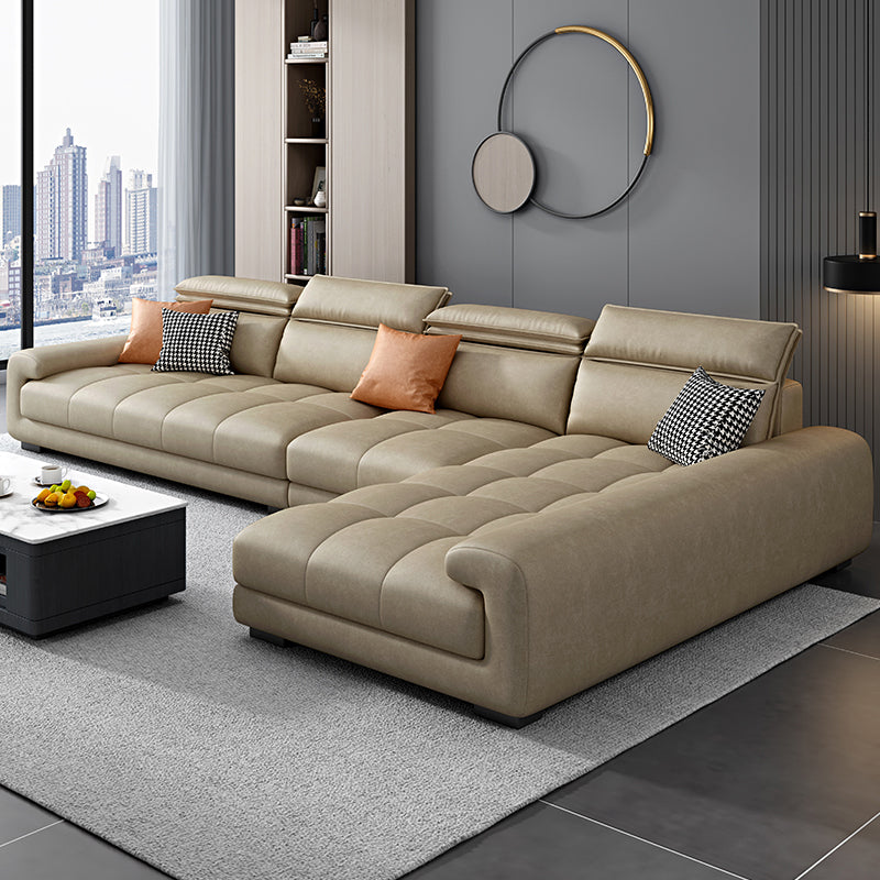 Modern 39.3"H Faux Leather Pillow Top Arm Sofa & Chaise for Living Room