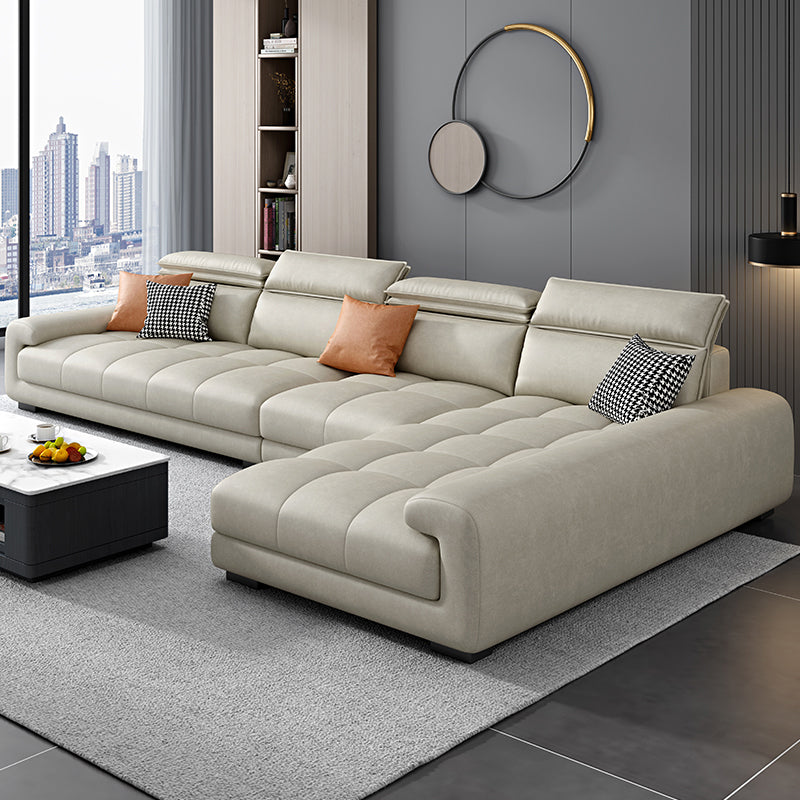Modern 39.3"H Faux Leather Pillow Top Arm Sofa & Chaise for Living Room