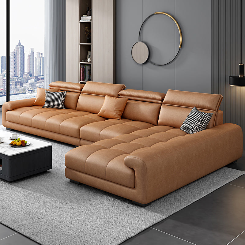 Modern 39.3"H Faux Leather Pillow Top Arm Sofa & Chaise for Living Room