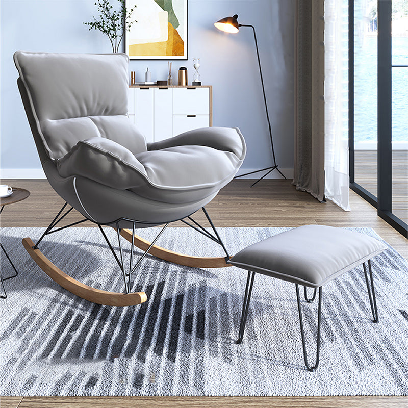 Modern Armless Accent Chair Faux Leather & Velet Lounge Chair with High Back