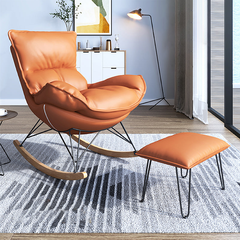 Modern Armless Accent Chair Faux Leather & Velet Lounge Chair with High Back