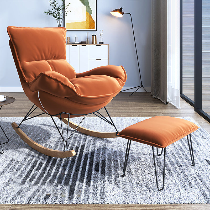 Modern Armless Accent Chair Faux Leather & Velet Lounge Chair with High Back