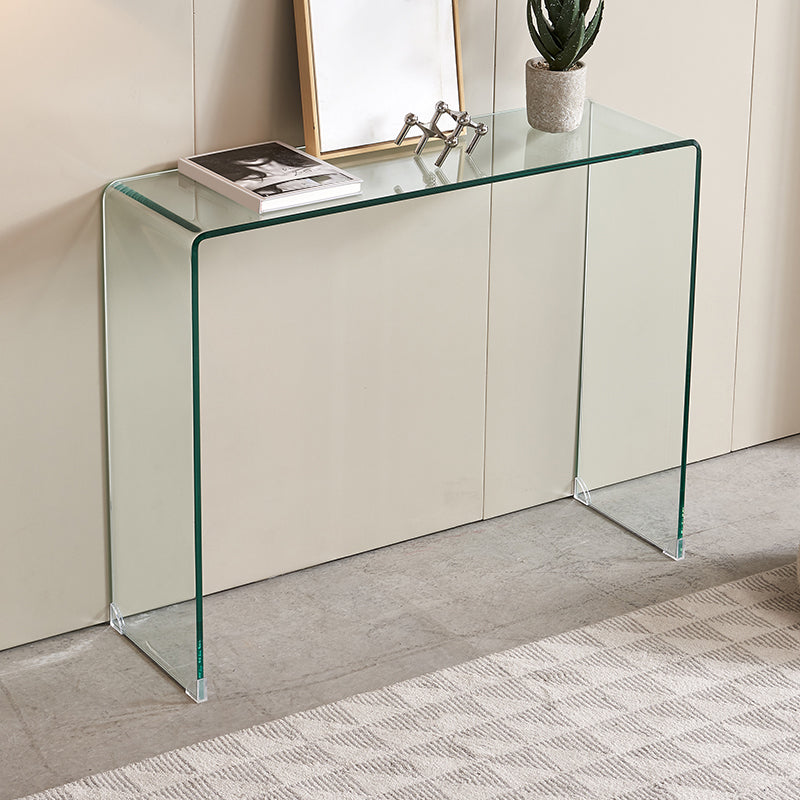 Modern Style Coffee Table with Rectangular Black/transparent Tempered Glass Abstract Base