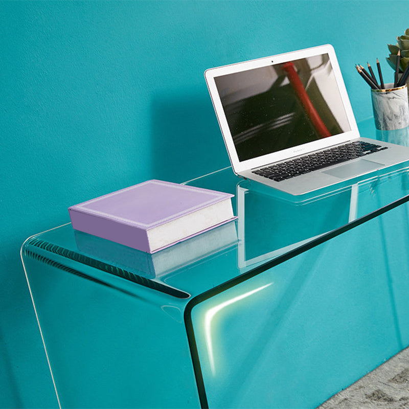 Modern Style Coffee Table with Rectangular Black/transparent Tempered Glass Abstract Base