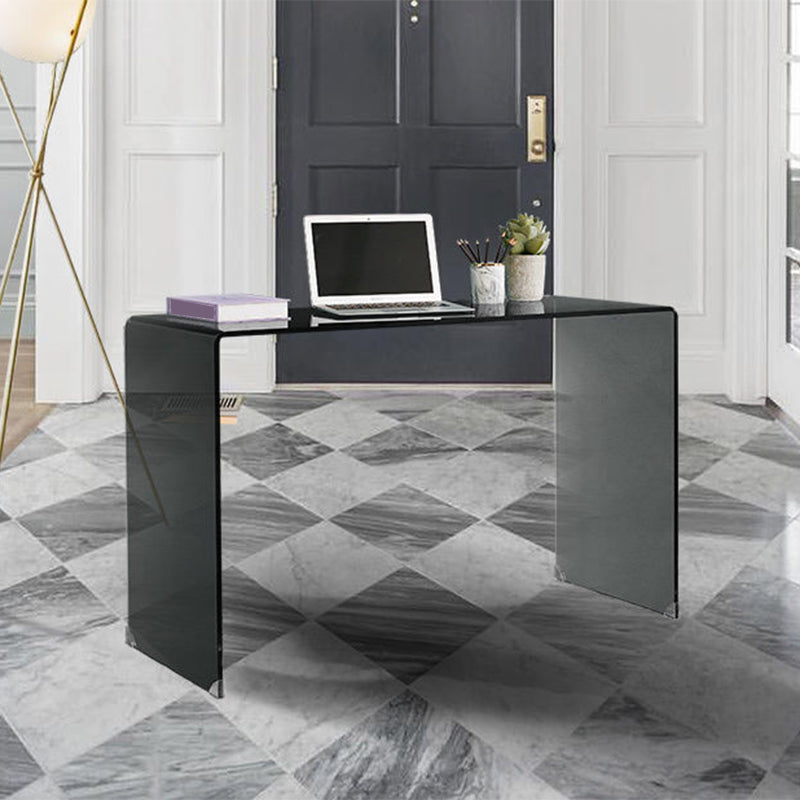 Modern Style Coffee Table with Rectangular Black/transparent Tempered Glass Abstract Base