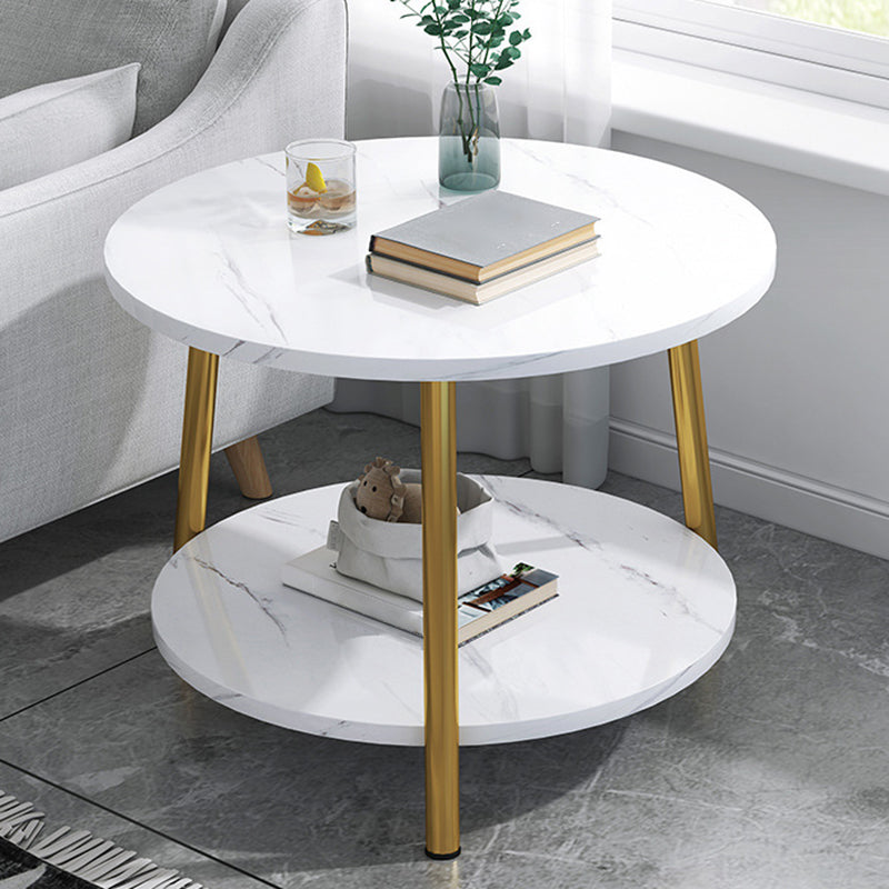 Modern Style Round/oval Wood-paneled 3/4 Leg Base with Storage Rack Coffee Table