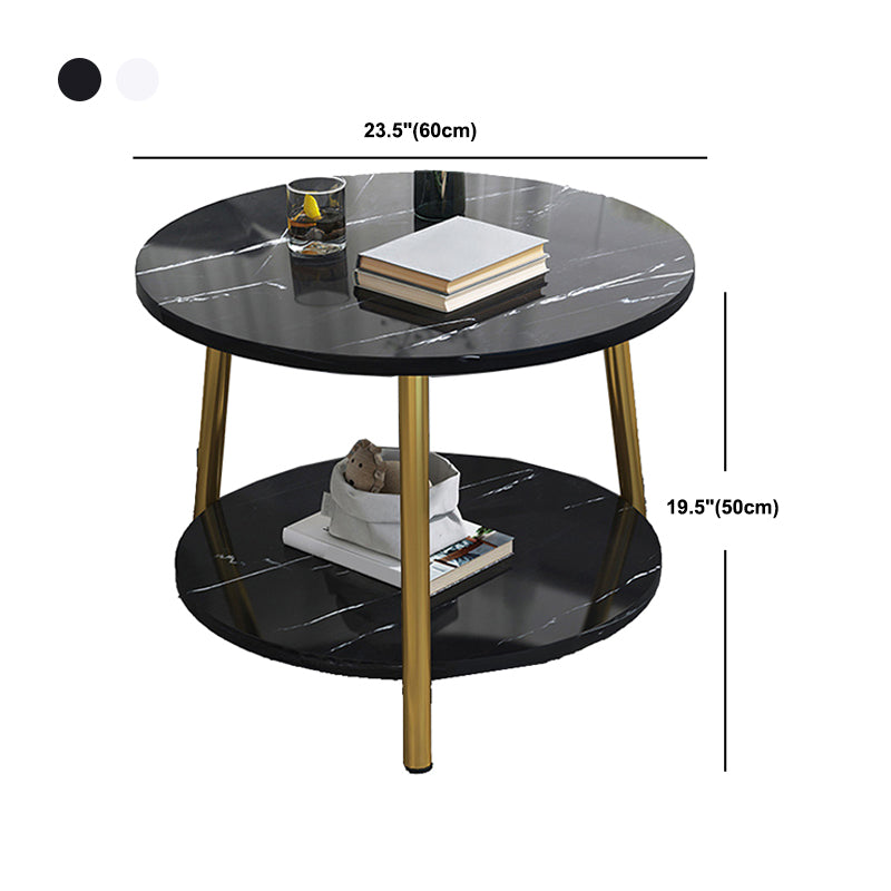 Modern Style Round/oval Wood-paneled 3/4 Leg Base with Storage Rack Coffee Table