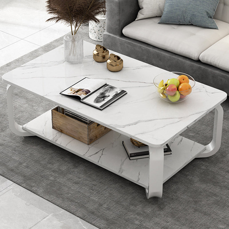 Glam Coffee Table with Cross Legs and Storage Shelf Cocktail Table