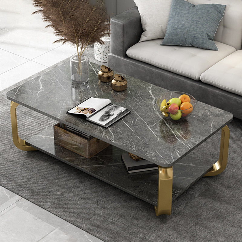 Glam Coffee Table with Cross Legs and Storage Shelf Cocktail Table