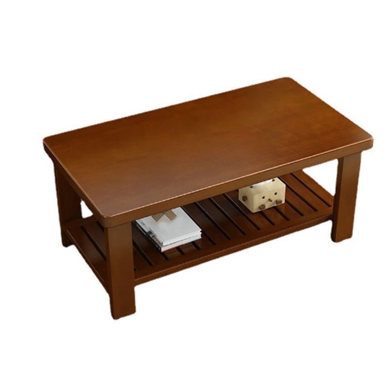 Nordic Style Coffee Table with Rectangular Solid Wood Base 4 Legs